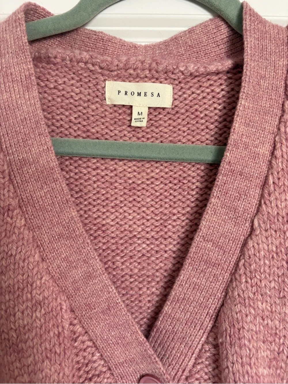 Promesa Pink & Cream Cable Knit Cropped Cardigan